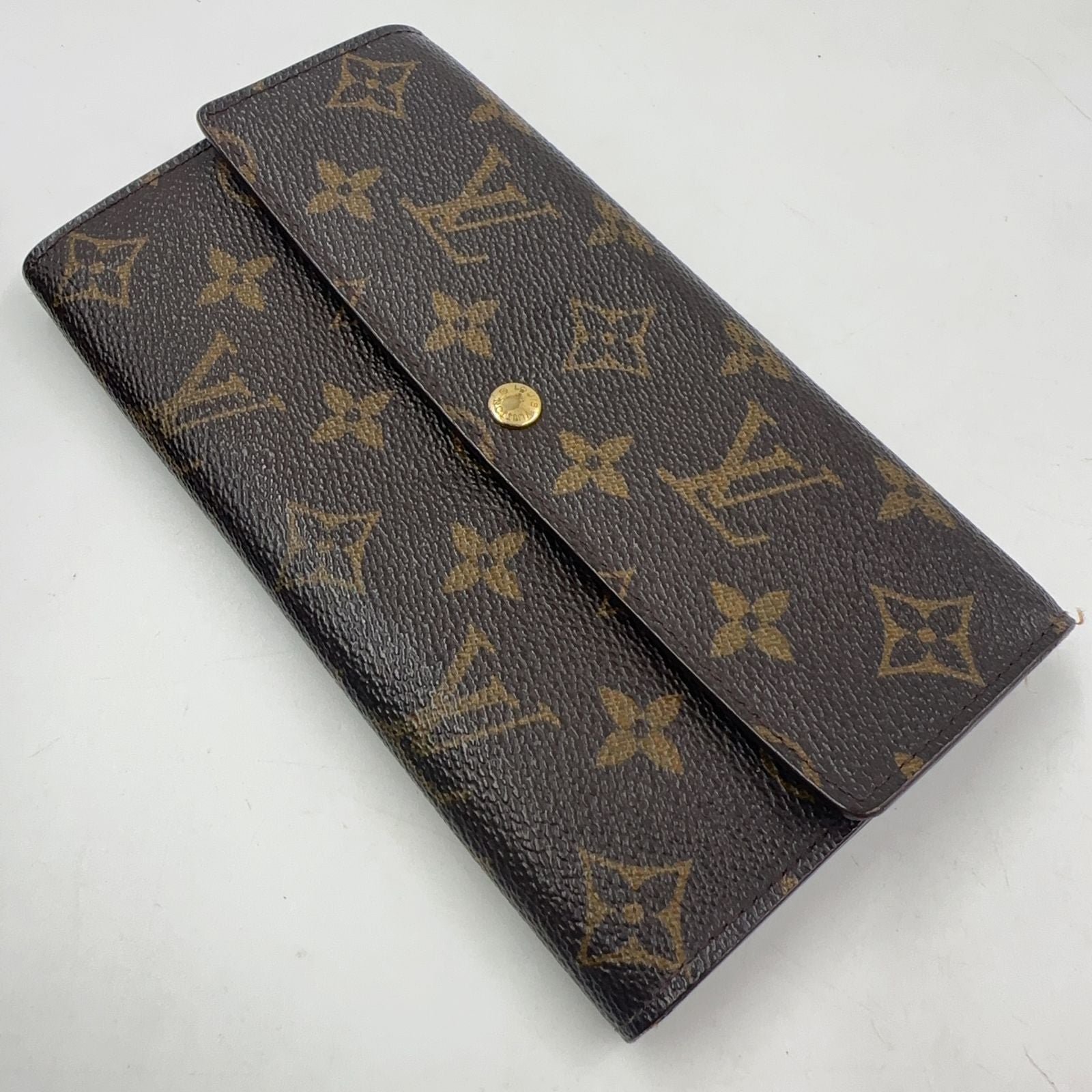 Louis Vuitton Porto International Monogram Leather Brown Tri Foldlong Wallet — view 5