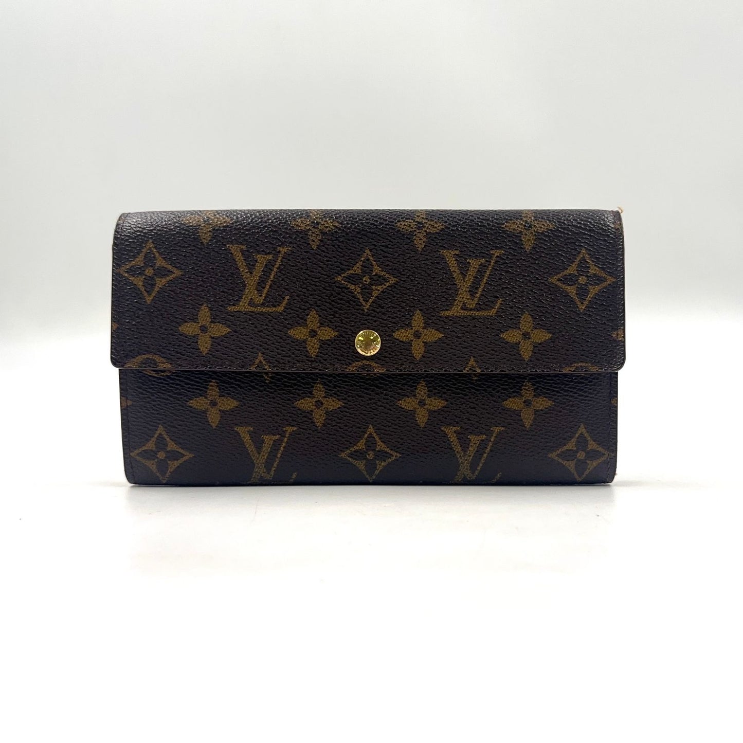 Louis Vuitton Porto International Monogram Leather Brown Tri Foldlong Wallet