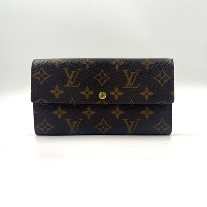Louis Vuitton Porto International Monogram Leather Brown Tri Foldlong Wallet