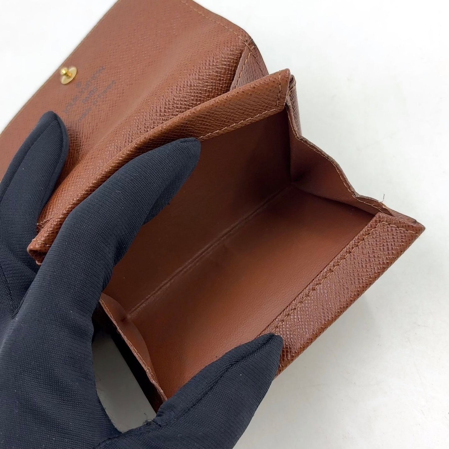 Louis Vuitton Porte-Monnaie Plastic Monogram Leather Brown Coin Case Gold — view 5