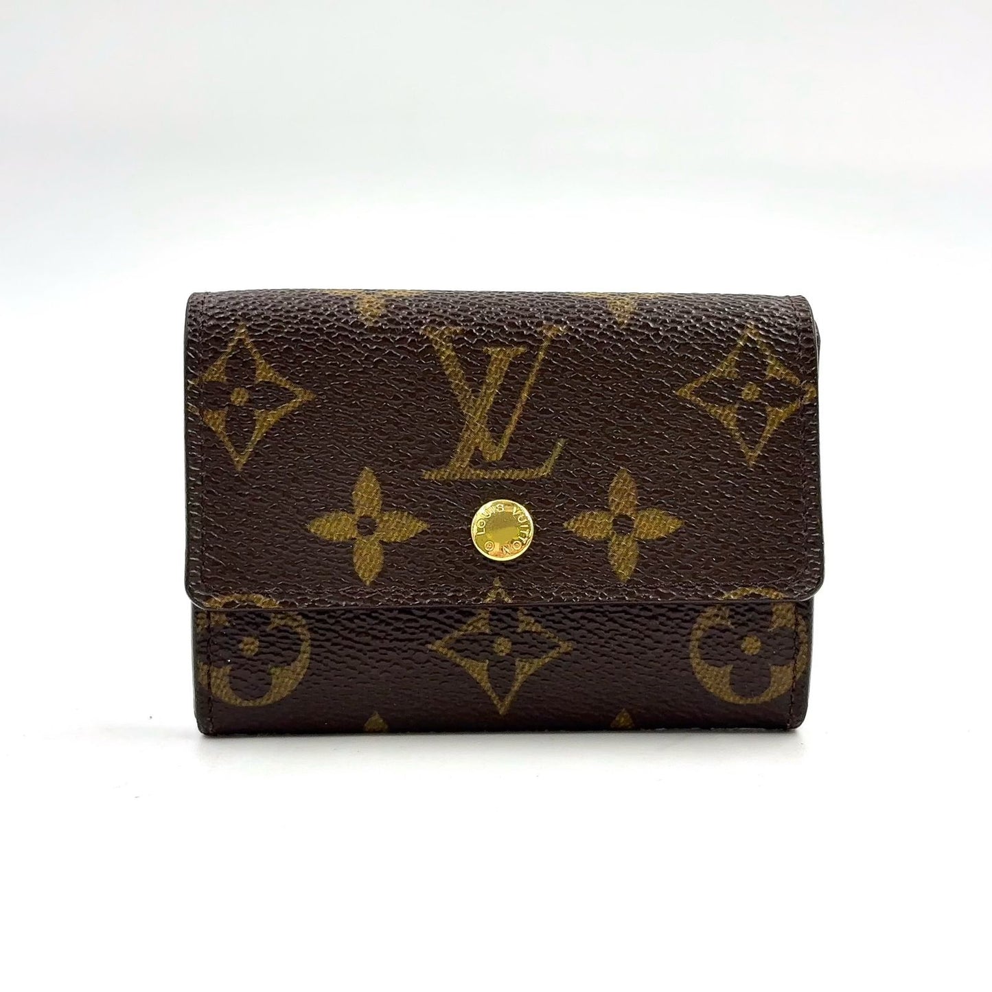 Louis Vuitton Porte-Monnaie Plastic Monogram Leather Brown Coin Case Gold
