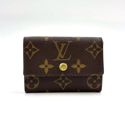 Louis Vuitton Porte-Monnaie Plastic Monogram Leather Brown Coin Case Gold