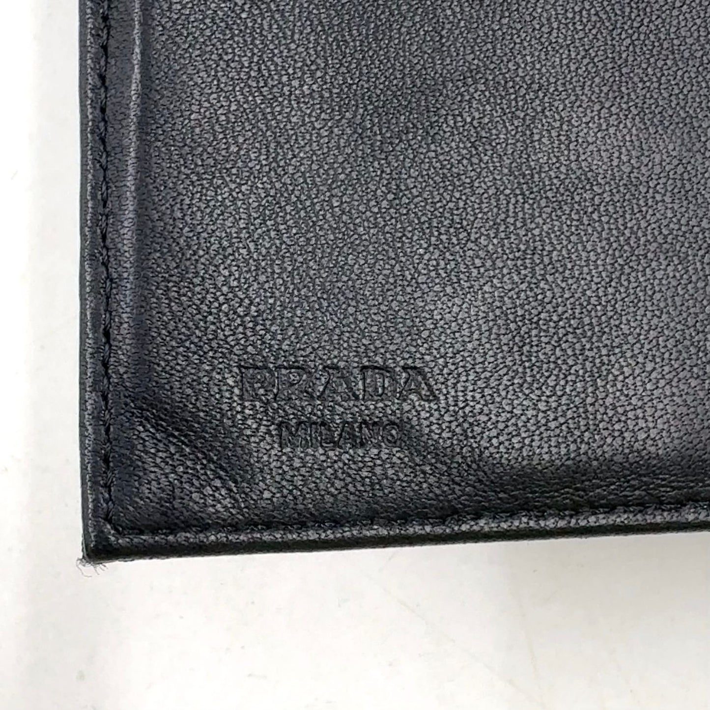 Prada Tessuto Nylon Leather Black Tri Foldwallet Silver Wallet — view 4