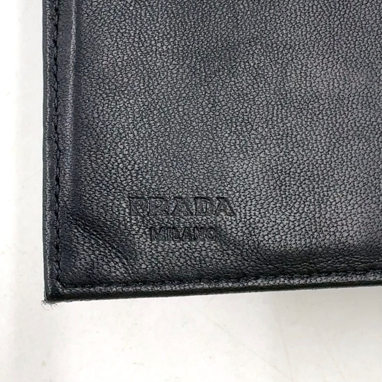 Prada Tessuto Nylon Leather Black Tri Foldwallet Silver Wallet — view 4