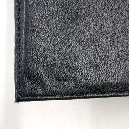 Prada Tessuto Nylon Leather Black Tri Foldwallet Silver Wallet — view 4