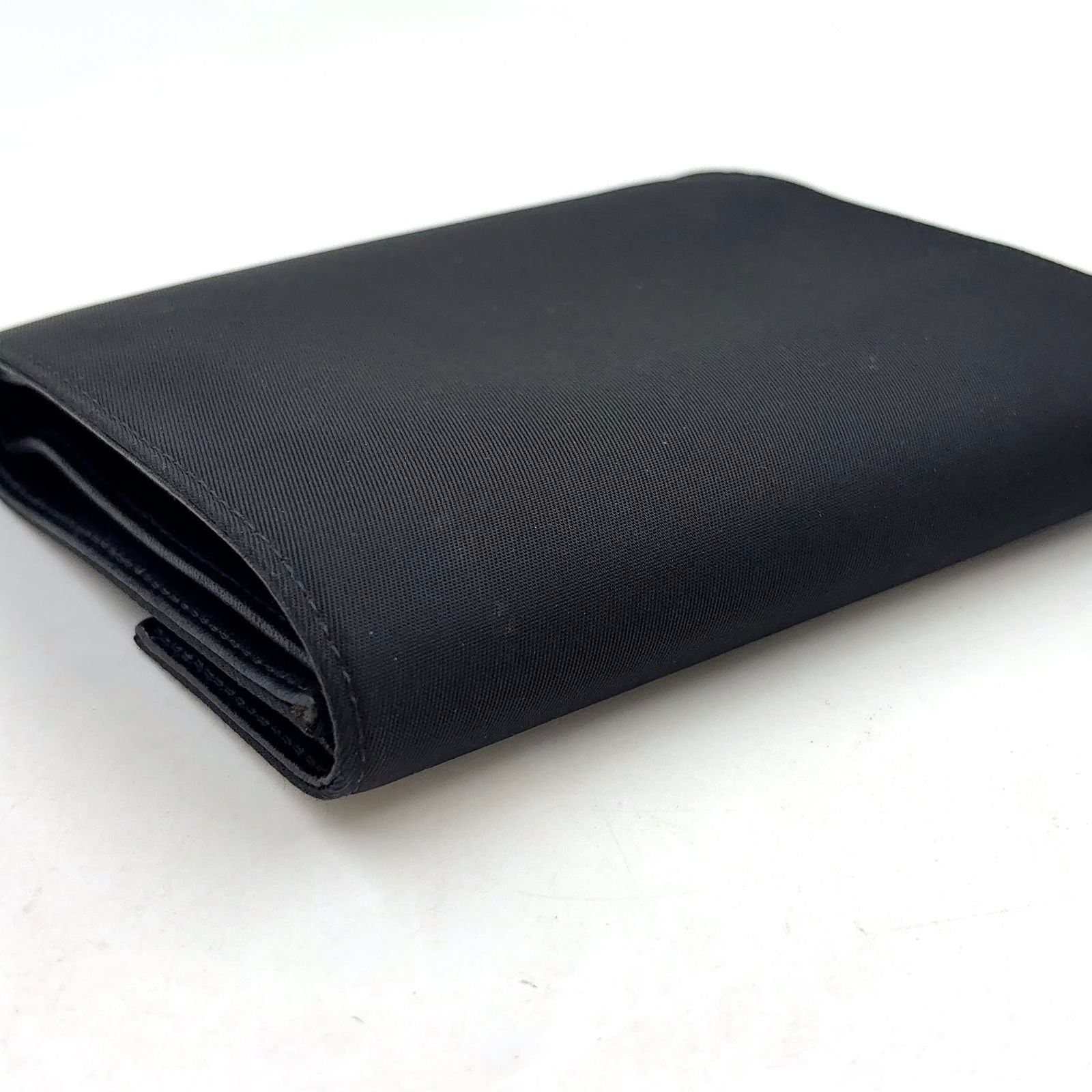Prada Tessuto Nylon Leather Black Tri Foldwallet Silver Wallet — view 6