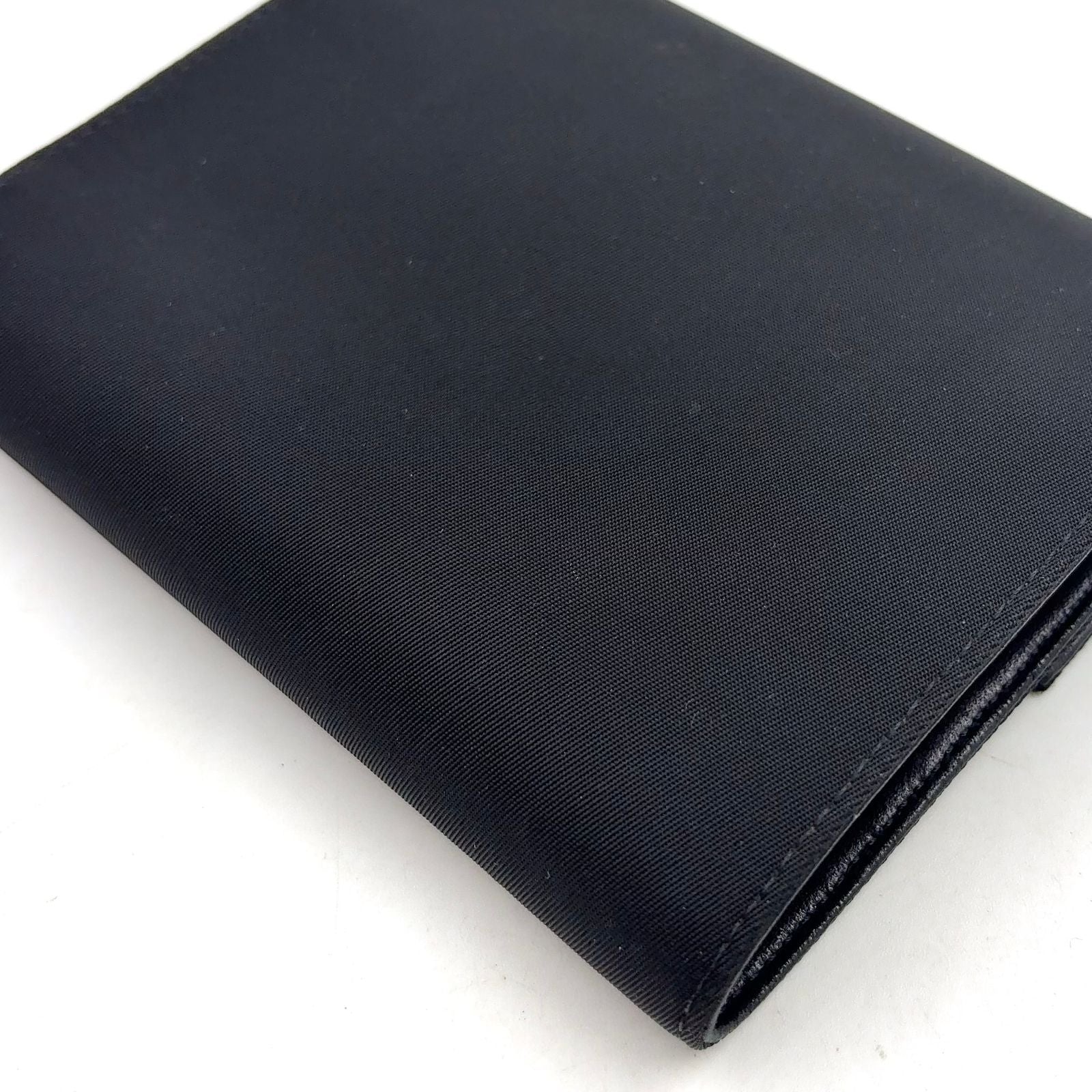 Prada Tessuto Nylon Leather Black Tri Foldwallet Silver Wallet — view 7