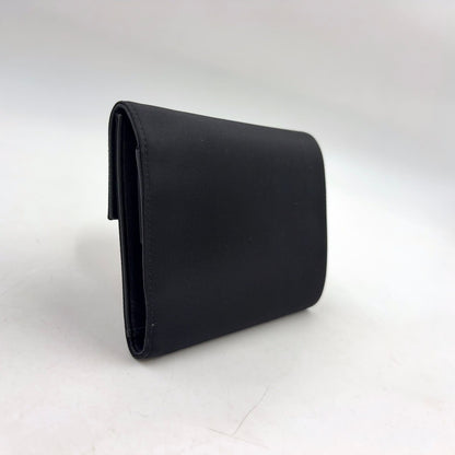Prada Tessuto Nylon Leather Black Tri Foldwallet Silver Wallet — view 2