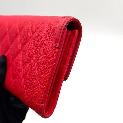 Chanel CC Filigree CC Logo Caviar Leather Red Wallet Gold — view 8