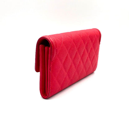 Chanel CC Filigree CC Logo Caviar Leather Red Wallet Gold — view 2
