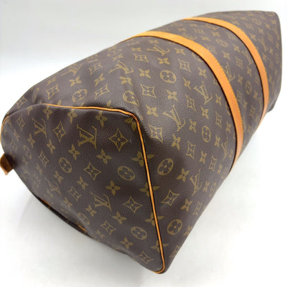 Louis Vuitton Keepall 50 Monogram Leather Brown Light Boston Bag Gold — view 8