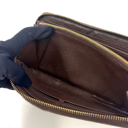 Louis Vuitton Zippy Wallet Damier Ebene Leather Brown Round Gold — view 9