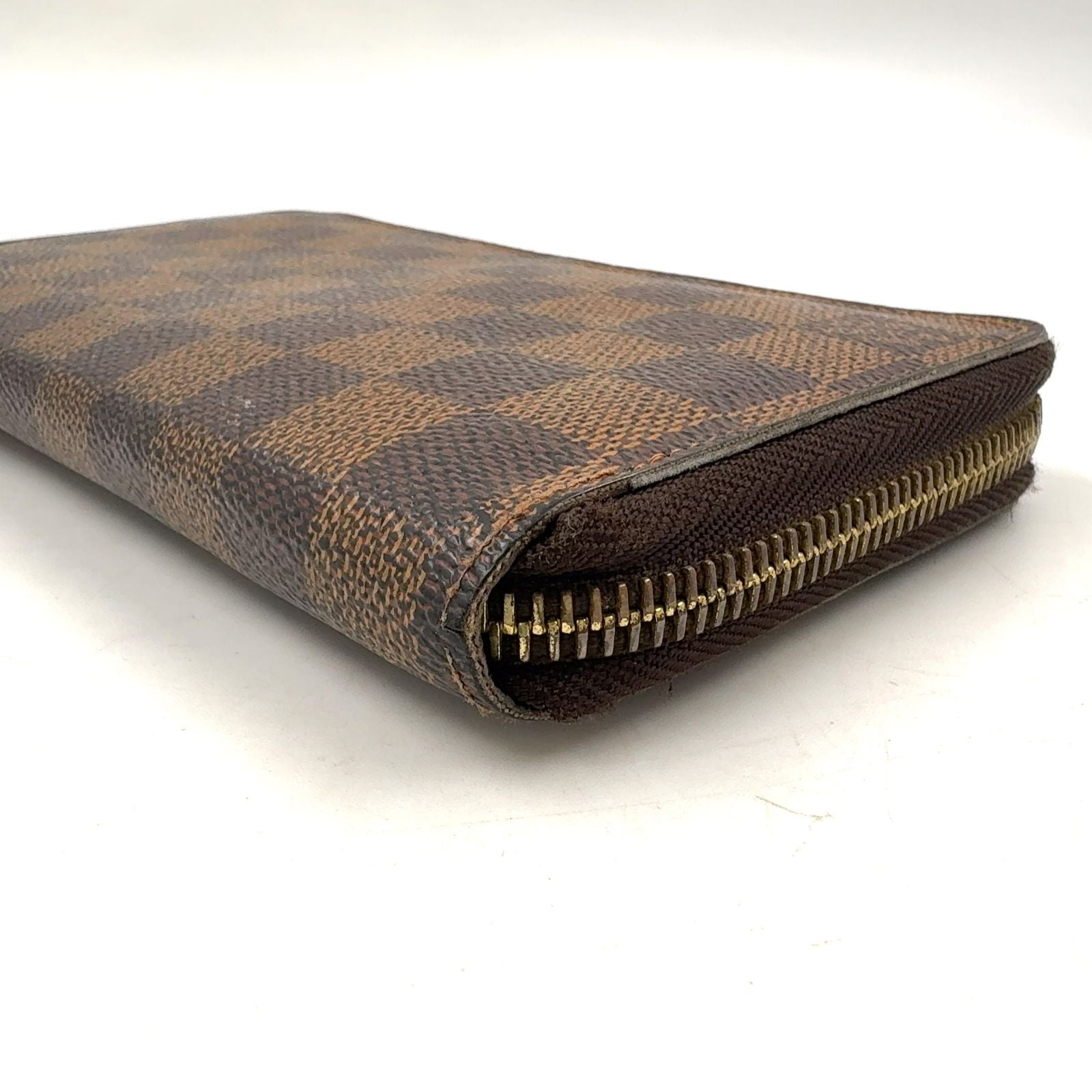 Louis Vuitton Zippy Wallet Damier Ebene Leather Brown Round Gold — view 6
