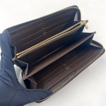Louis Vuitton Zippy Wallet Damier Ebene Leather Brown Round Gold — view 3