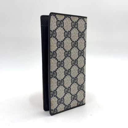 Gucci GG Leather Navy Lightgray Bi Foldlong Wallet Gold — view 2