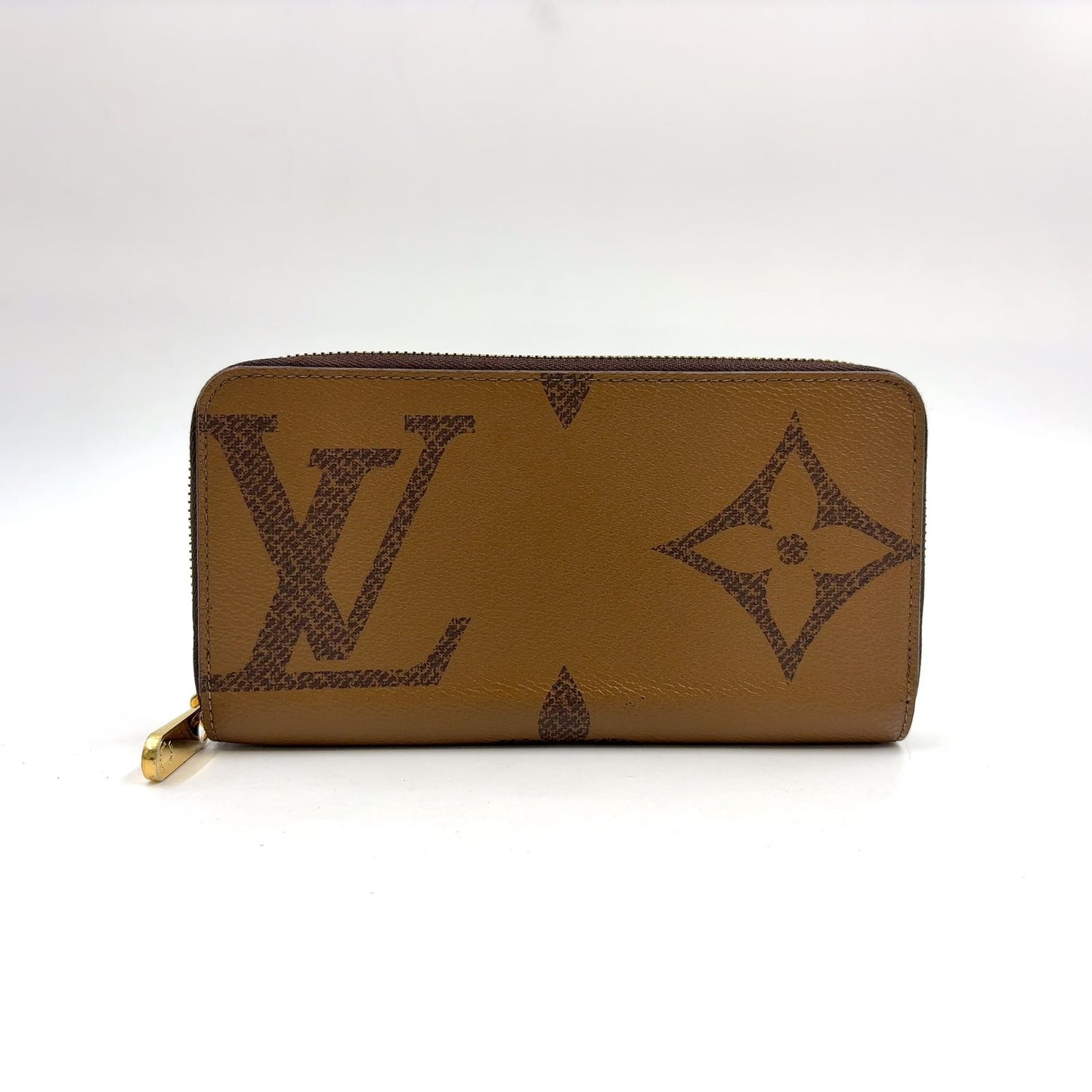 Louis Vuitton Zippy Wallet Monogram Giant Correspondence Leather Brown Round