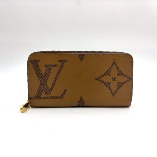 Louis Vuitton Zippy Wallet Monogram Giant Correspondence Leather Brown Round