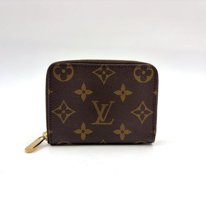 Louis Vuitton Zippy Coin Purse Monogram Leather Brown Case Gold