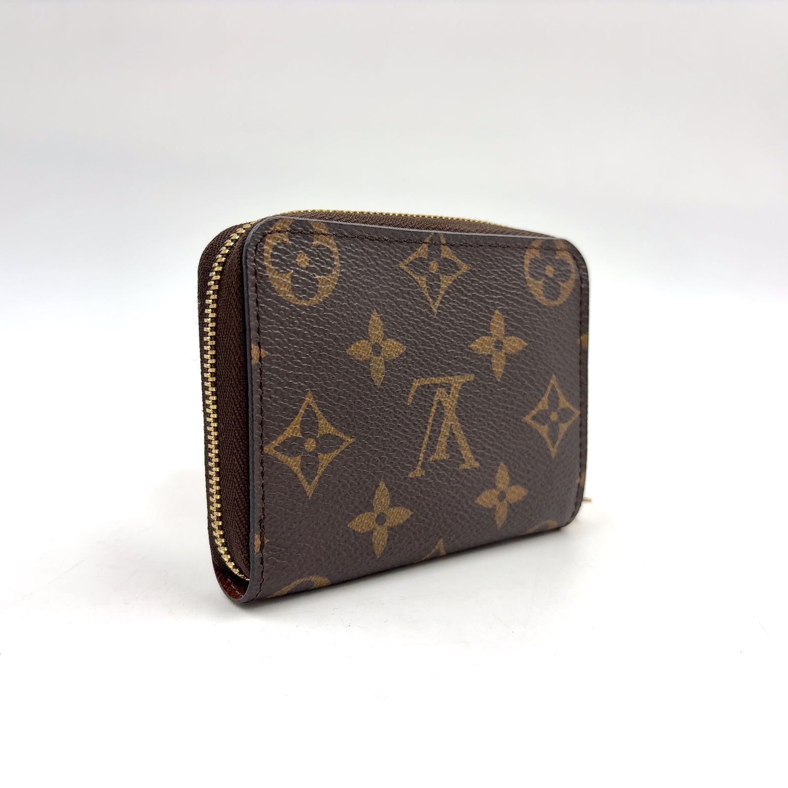 Louis Vuitton Zippy Coin Purse Monogram Leather Brown Case Gold — view 2