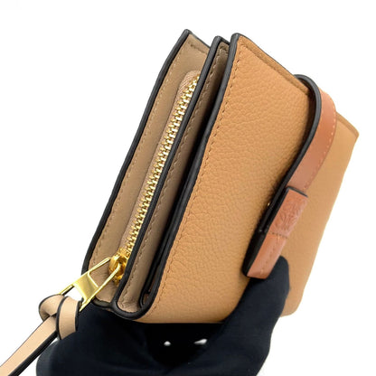 Loewe Anagram Compact Zip Leather Beige Wallet Gold — view 9