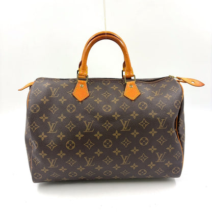 Louis Vuitton Speedy 35 Monogram Leather Brown Light Handbag Gold