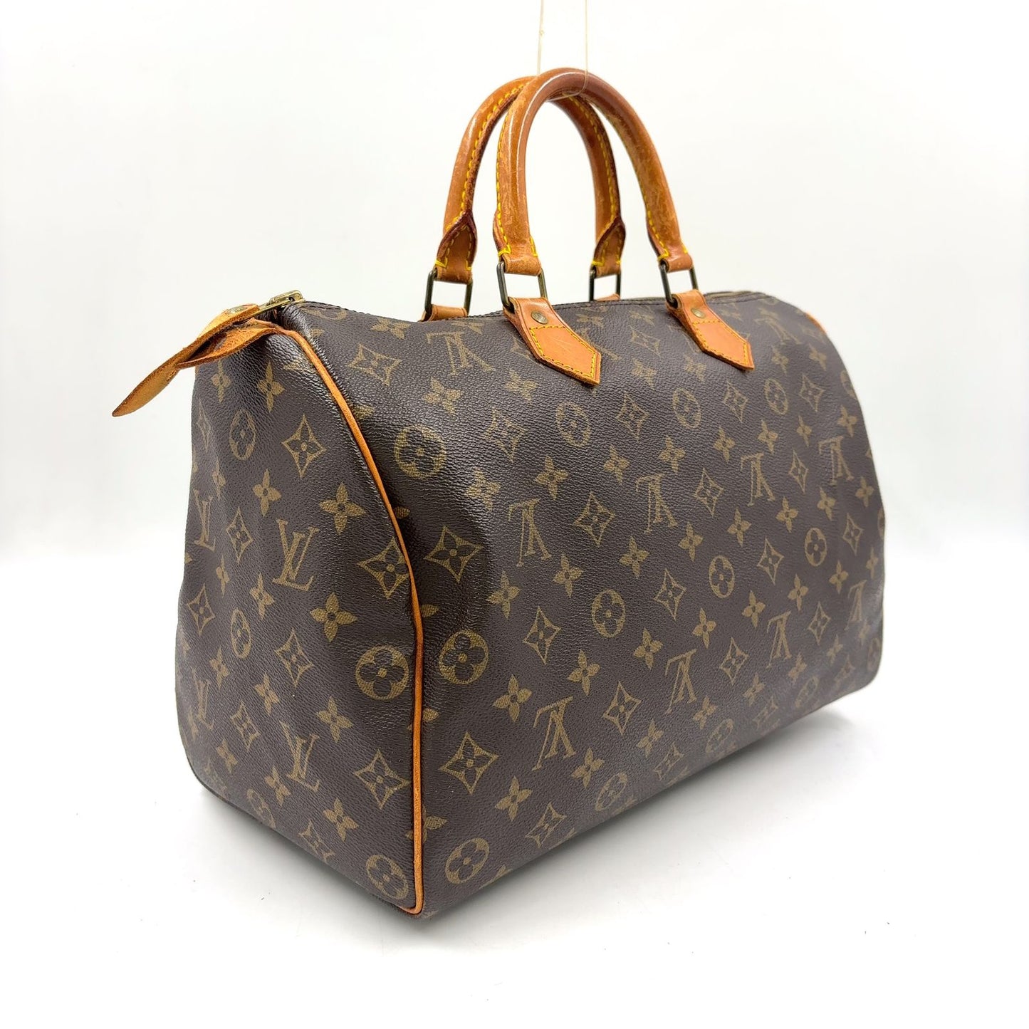 Louis Vuitton Speedy 35 Monogram Leather Brown Light Handbag Gold — view 2