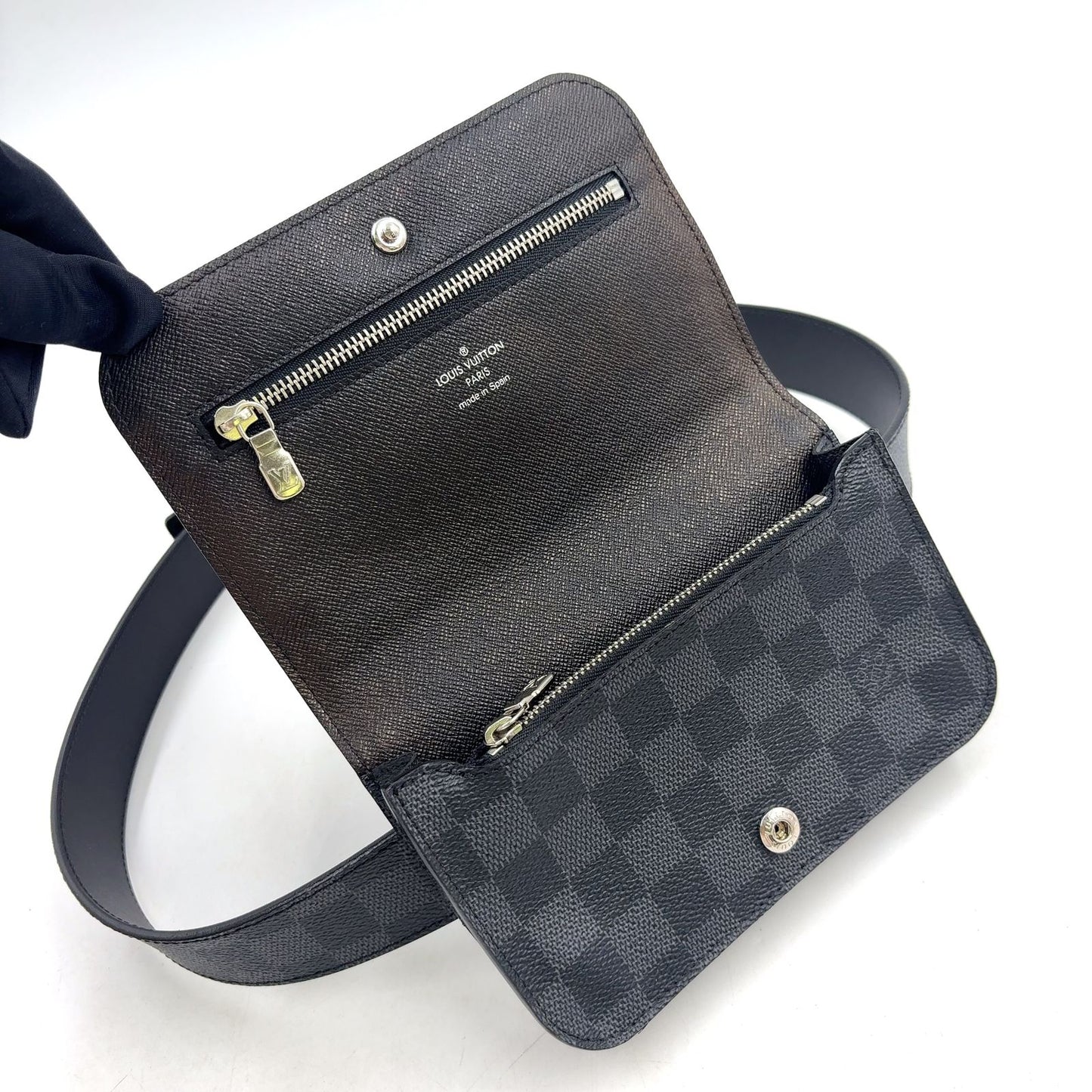 Louis Vuitton Ceinture Pochette Homme Damier Graphite Leather Black Belt — view 8