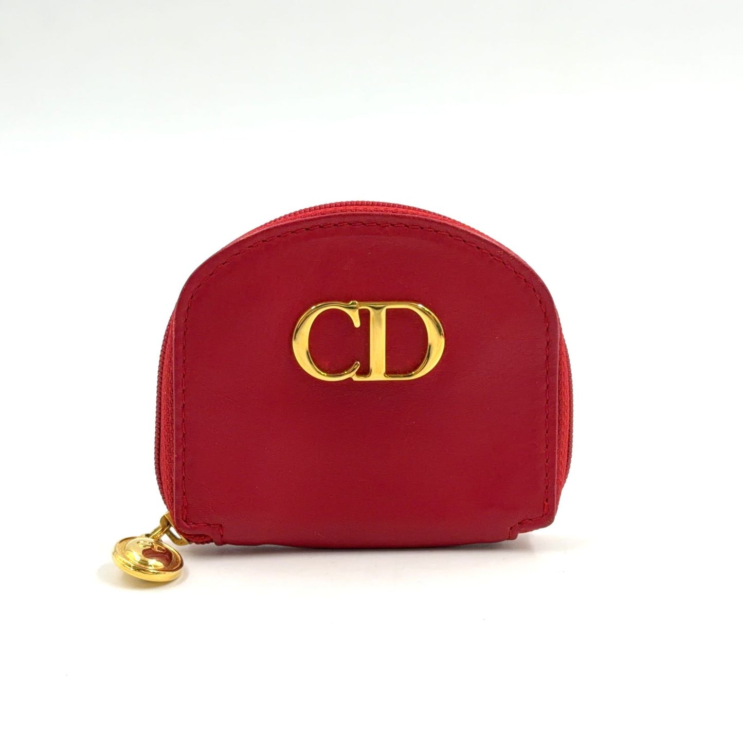 Dior Coin Purse Leather Bordeaux Wallet Gold