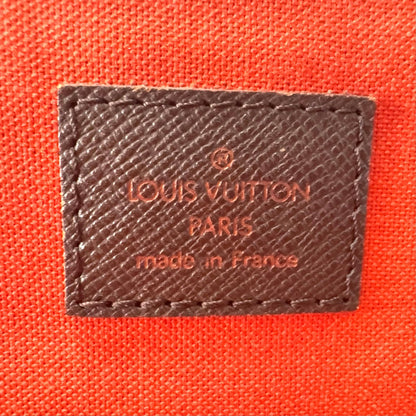 Louis Vuitton Belem MM Damier Ebene Leather Brown Shoulder Bag Gold — view 4