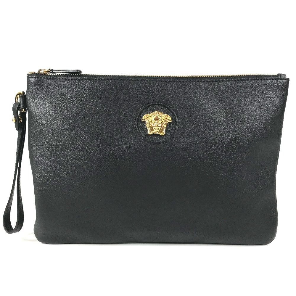 Versace Clutch Medusa Logo Leather Black