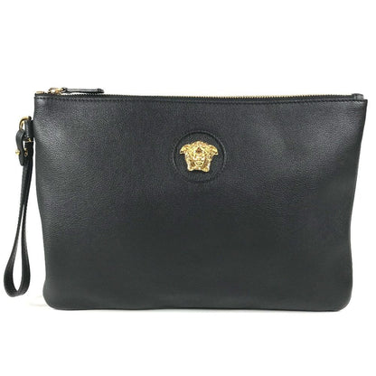 Versace Clutch Medusa Logo Leather Black