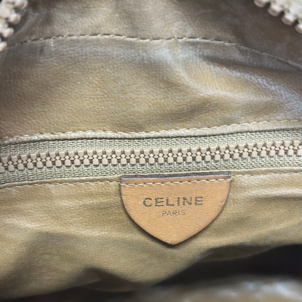 Celine Shoulder Bag Macadam Pattern Dark Brown Leather — view 8