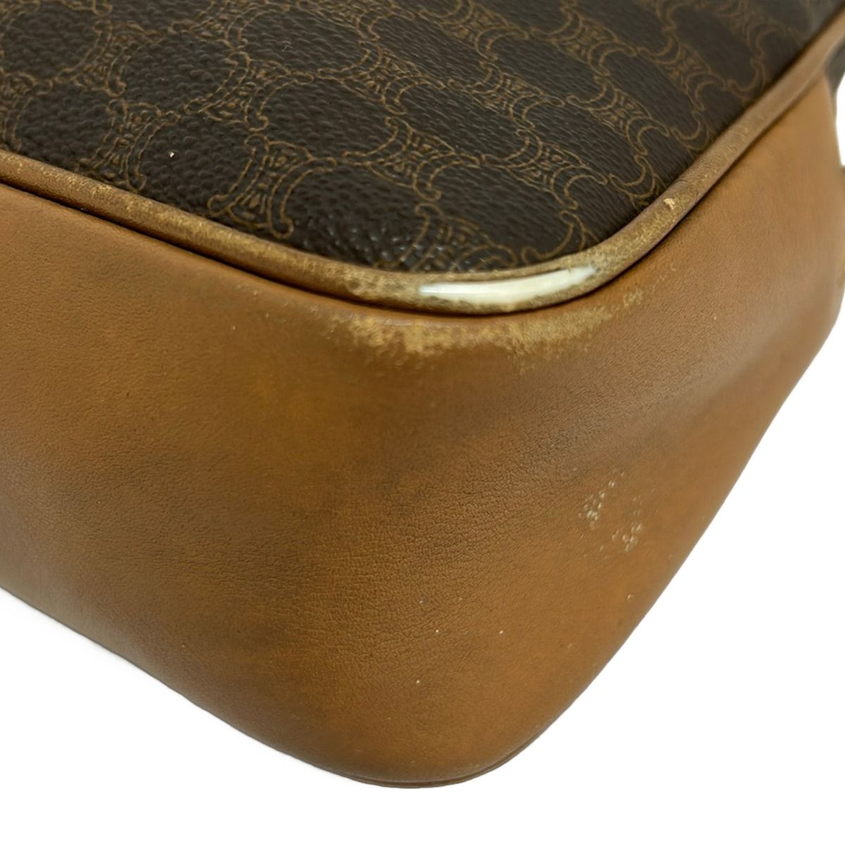 Celine Shoulder Bag Macadam Pattern Dark Brown Leather — view 6