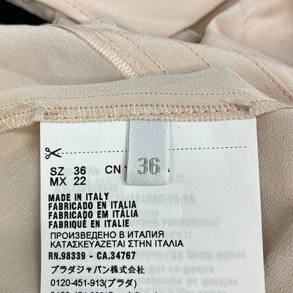 Miu Miu Long Sleeve Shirt Blouse 36 S Light Pink Ribbon Front Tuck Silk — view 5
