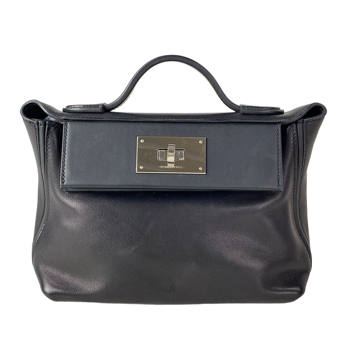 Hermes Handbag Sac 24 Van Cattle Mini 21 Black Silver