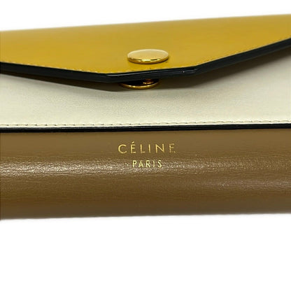 Celine Wallet Pocket Trifold Dead Multi Function Yellow White Brown Leather — view 6