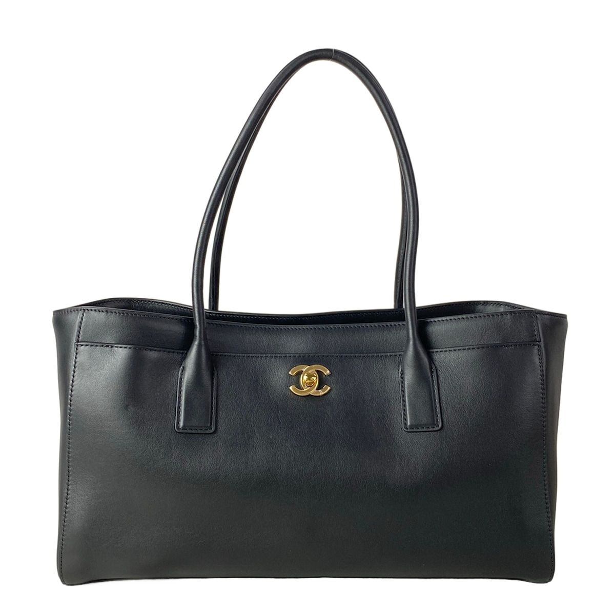 Chanel Shoulder Bag Small Shopping Black Metal CC Logo Gold