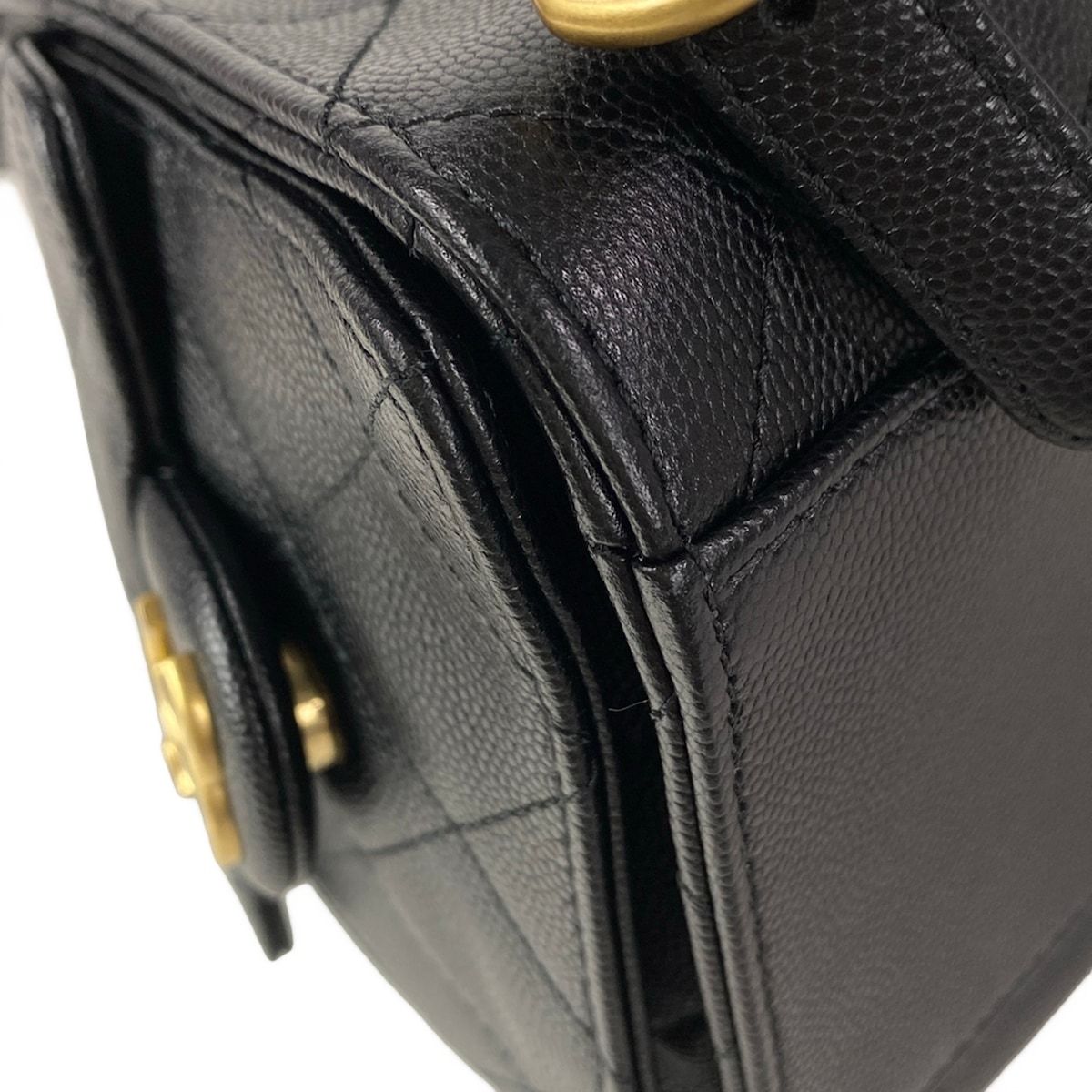 Chanel Backpack 25 Quilted Black Gold Chain — view 8