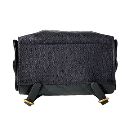 Chanel Backpack 25 Quilted Black Gold Chain — view 5