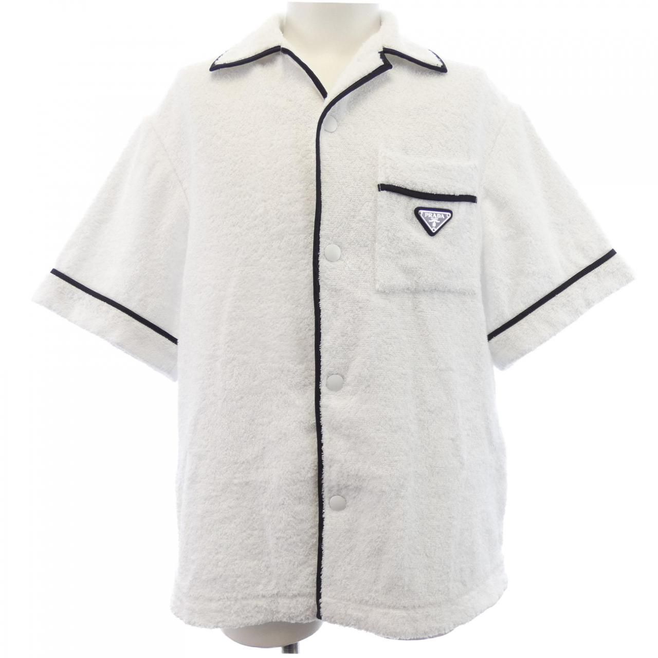 Prada Triangle Logo Cotton Terry Bow Ring Shirt