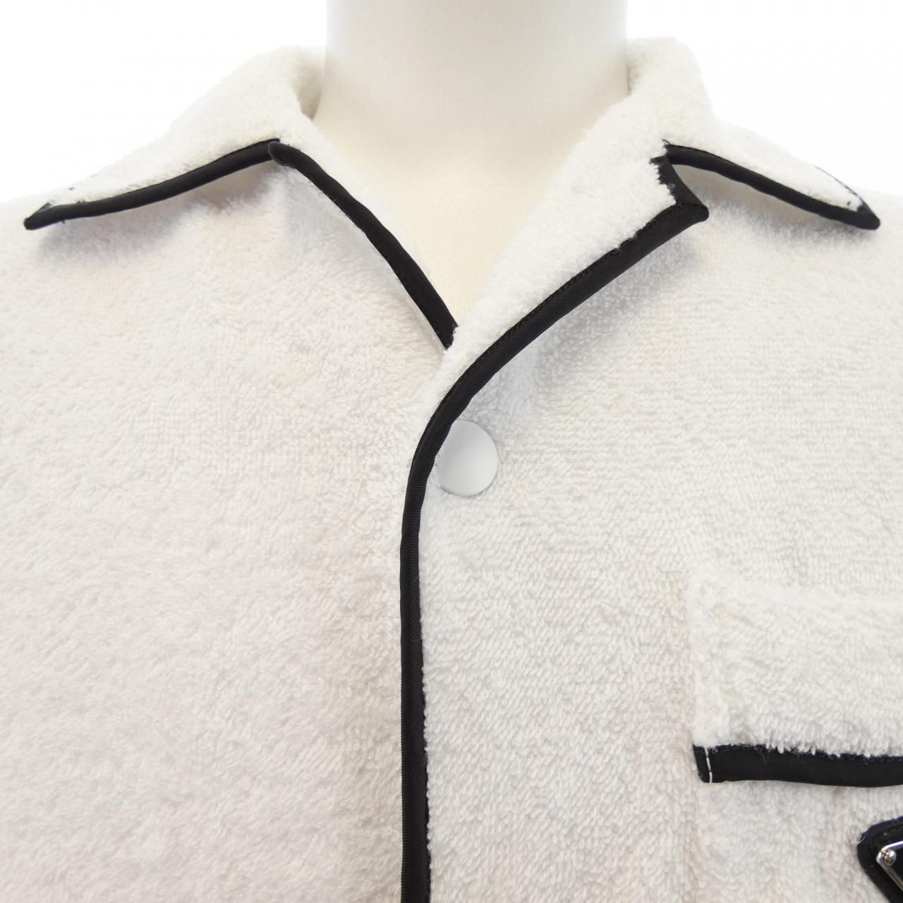 Prada Triangle Logo Cotton Terry Bow Ring Shirt — view 5