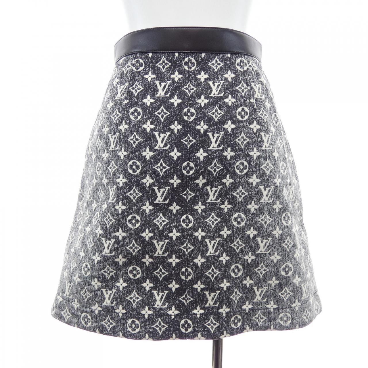 Louis Vuitton Monogram Denim Button Tab Skirt — view 2