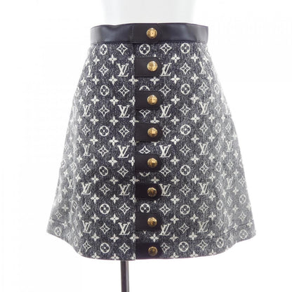 Louis Vuitton Monogram Denim Button Tab Skirt