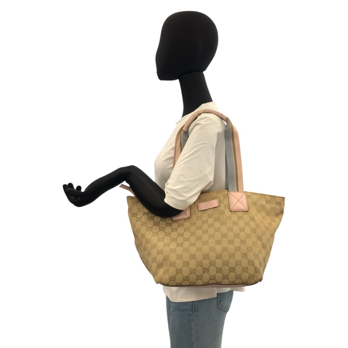 Gucci Sherry Line Beige Pink Gold GG Canvas Tote Shoulder — view 7