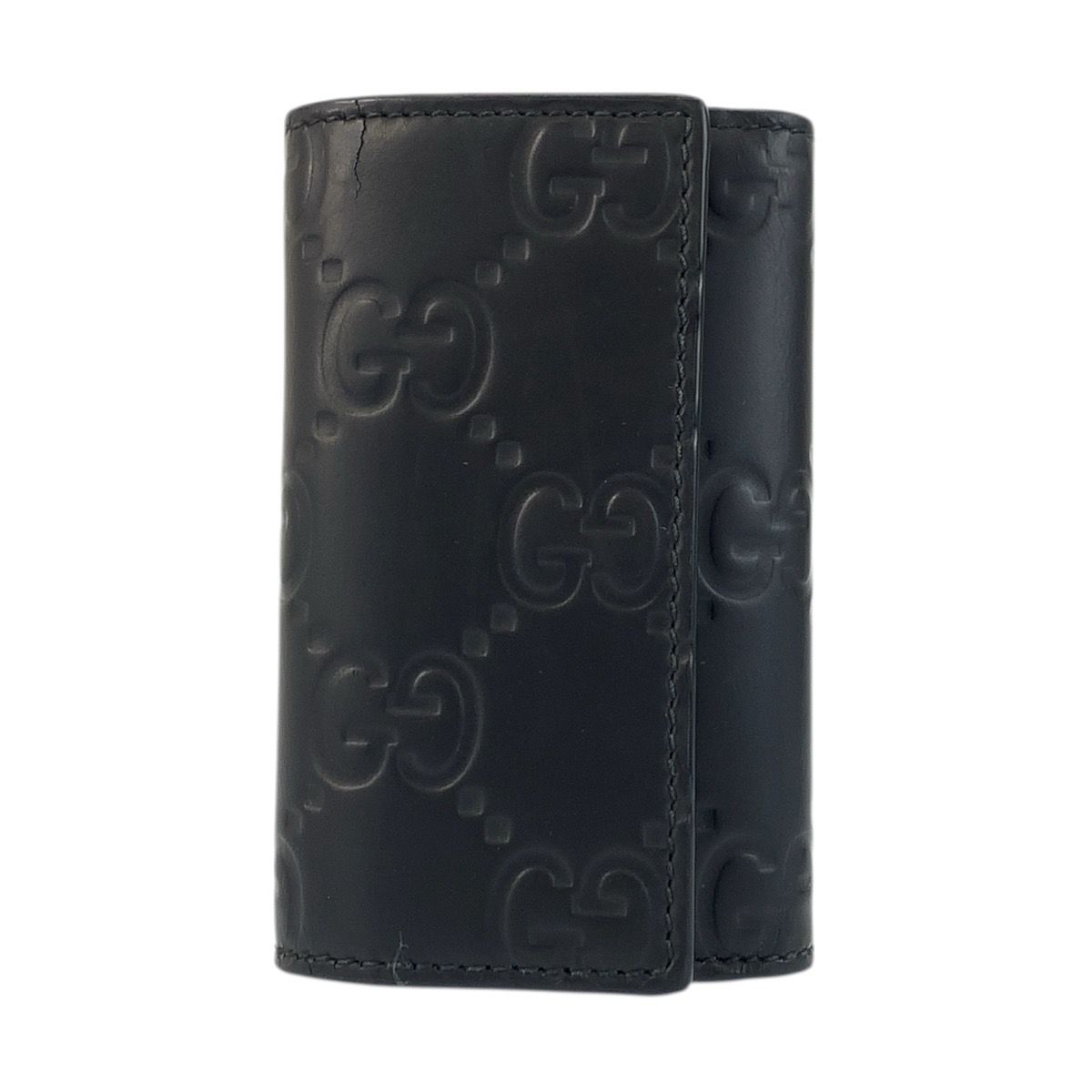 Gucci Rubber Effect Black Leather Key Case 6 Rows Key Holder