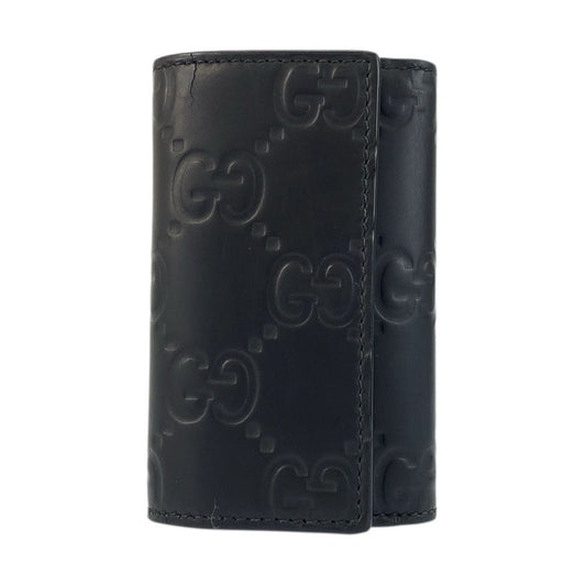 Gucci Rubber Effect Black Leather Key Case 6 Rows Key Holder
