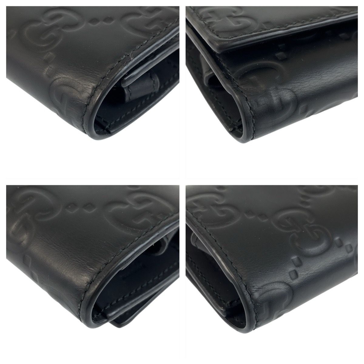 Gucci Rubber Effect Black Leather Key Case 6 Rows Key Holder — view 5
