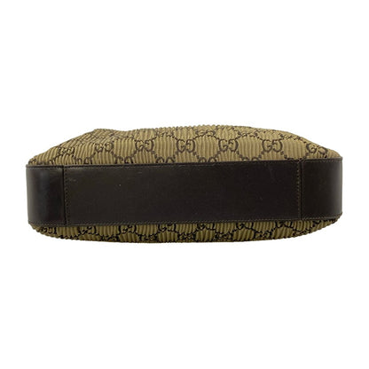 Gucci Shoulder Bag GG Pattern Gray Joux Dark Brown Pleated Leather — view 5