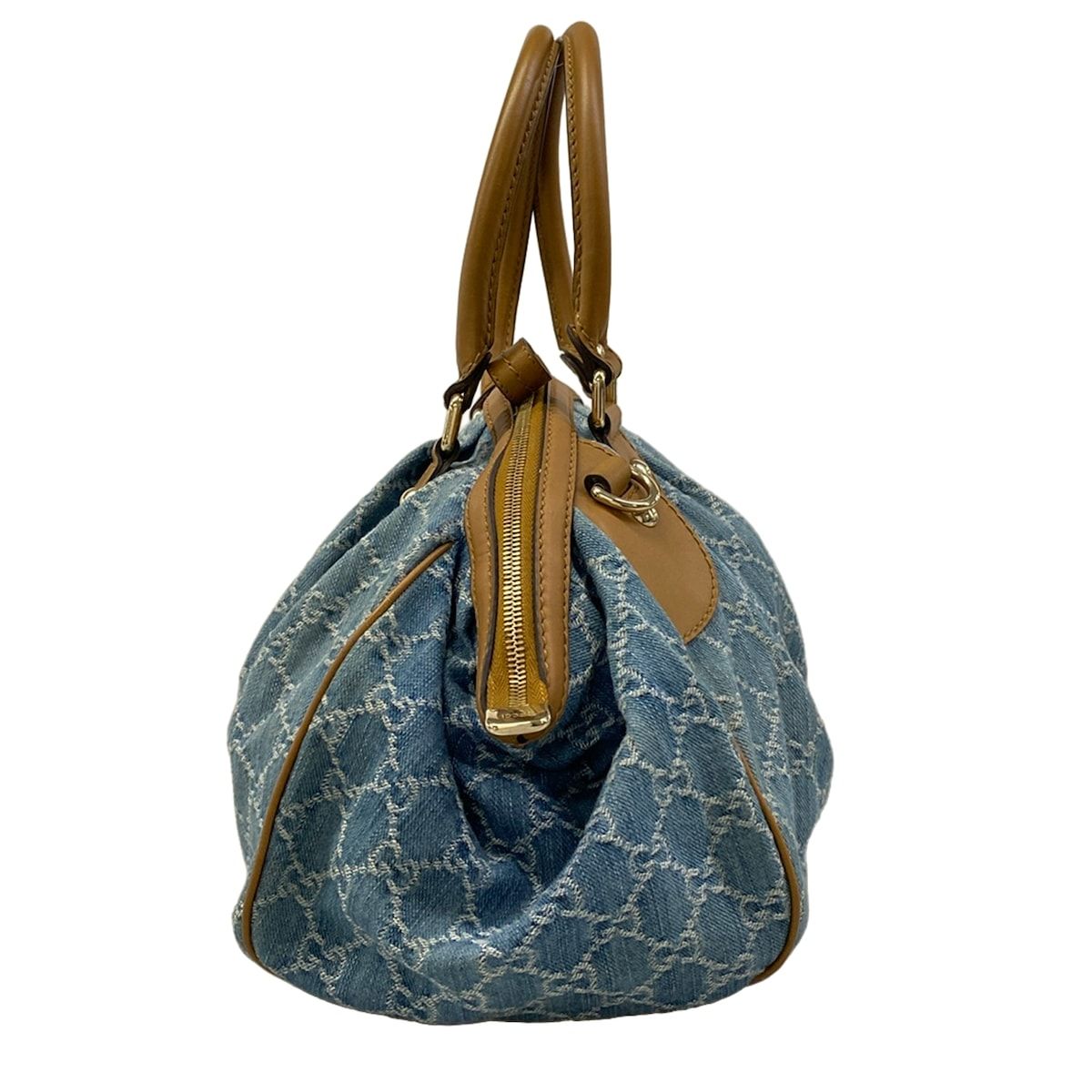 Gucci Handbag GG Pattern Sookie Light Blue Brown Leather — view 4