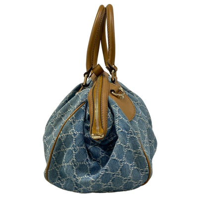 Gucci Handbag GG Pattern Sookie Light Blue Brown Leather — view 4